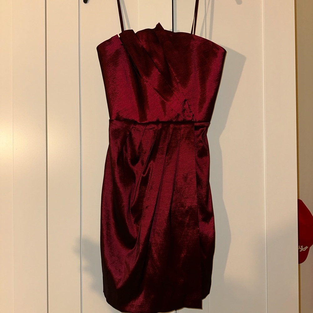 Elegant Burgundy Silk Mini Dress